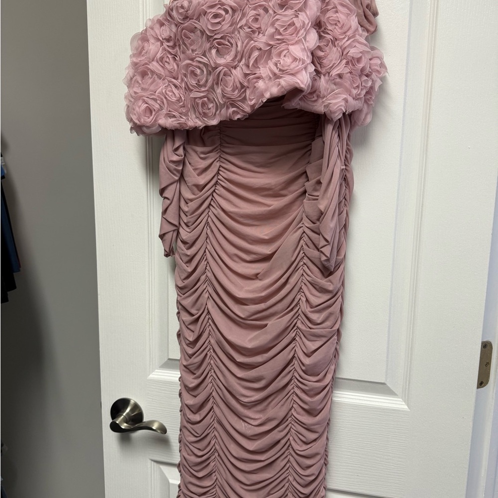 Elegant Pink Ruched Dress